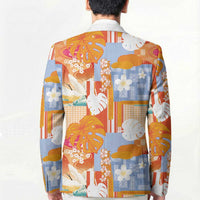 Hawaiian and Japanese Culture Together Blazer Palaka Japanese Art and Tropical Motif Tribal Patchwork LT03 - Polynesian Pride