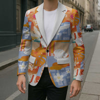 Hawaiian and Japanese Culture Together Blazer Palaka Japanese Art and Tropical Motif Tribal Patchwork LT03 - Polynesian Pride
