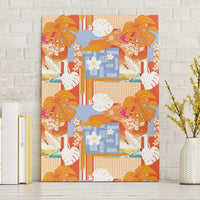 Hawaiian and Japanese Culture Together Canvas Wall Art Palaka Japanese Art and Tropical Motif Tribal Patchwork LT03 Without Frame Multicolor - Polynesian Pride