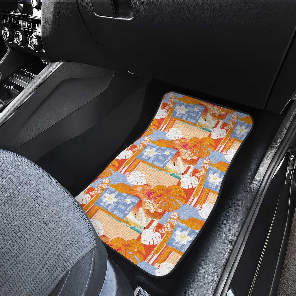 Hawaiian and Japanese Culture Together Car Mats Palaka Japanese Art and Tropical Motif Tribal Patchwork LT03 - Polynesian Pride