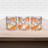 Hawaiian and Japanese Culture Together Ceramic Mug Palaka Japanese Art and Tropical Motif Tribal Patchwork LT03 - Polynesian Pride
