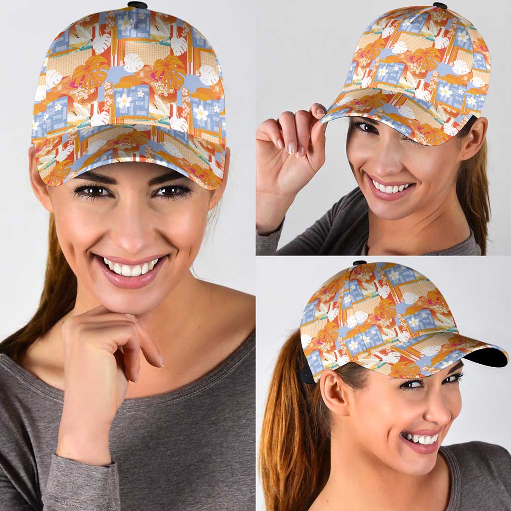 Hawaiian and Japanese Culture Together Classic Cap Palaka Japanese Art and Tropical Motif Tribal Patchwork LT03 - Polynesian Pride