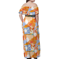 Hawaiian and Japanese Culture Together Family Matching Off Shoulder Maxi Dress and Hawaiian Shirt Palaka Japanese Art and Tropical Motif Tribal Patchwork LT03 - Polynesian Pride