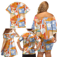 Hawaiian and Japanese Culture Together Family Matching Off Shoulder Short Dress and Hawaiian Shirt Palaka Japanese Art and Tropical Motif Tribal Patchwork LT03 - Polynesian Pride