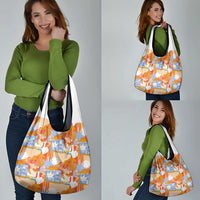 Hawaiian and Japanese Culture Together Grocery Bag Palaka Japanese Art and Tropical Motif Tribal Patchwork LT03 - Polynesian Pride