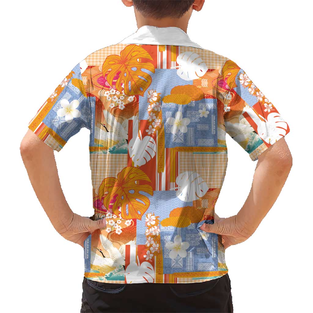 Hawaiian and Japanese Culture Together Hawaiian Shirt Palaka Japanese Art and Tropical Motif Tribal Patchwork LT03 - Polynesian Pride
