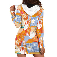 Hawaiian and Japanese Culture Together Hoodie Dress Palaka Japanese Art and Tropical Motif Tribal Patchwork LT03 - Polynesian Pride