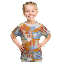 Hawaiian and Japanese Culture Together Kid T Shirt Palaka Japanese Art and Tropical Motif Tribal Patchwork LT03 Multicolor - Polynesian Pride