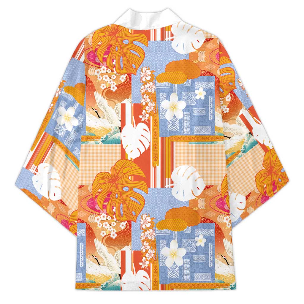 Hawaiian and Japanese Culture Together Kimono Palaka Japanese Art and Tropical Motif Tribal Patchwork LT03 - Polynesian Pride