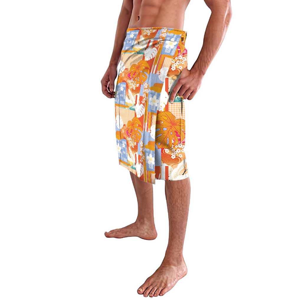 Hawaiian and Japanese Culture Together Lavalava Palaka Japanese Art and Tropical Motif Tribal Patchwork LT03 - Polynesian Pride
