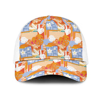 Hawaiian and Japanese Culture Together Mesh Trucker Cap Palaka Japanese Art and Tropical Motif Tribal Patchwork LT03 One Size White Multicolor - Polynesian Pride