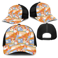 Hawaiian and Japanese Culture Together Mesh Trucker Cap Palaka Japanese Art and Tropical Motif Tribal Patchwork LT03 - Polynesian Pride
