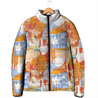 Hawaiian and Japanese Culture Together Padded Jacket Palaka Japanese Art and Tropical Motif Tribal Patchwork LT03 - Polynesian Pride