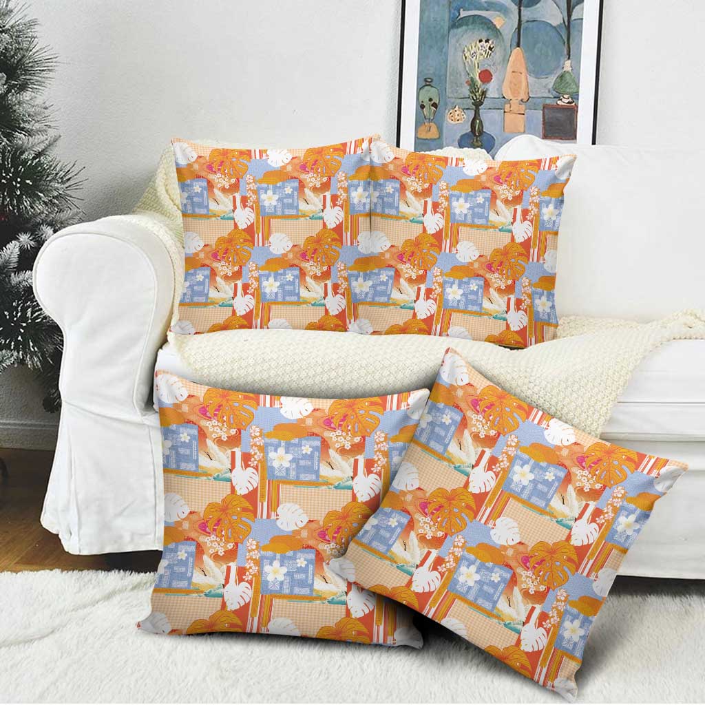 Hawaiian and Japanese Culture Together Pillow Cover Palaka Japanese Art and Tropical Motif Tribal Patchwork LT03 - Polynesian Pride