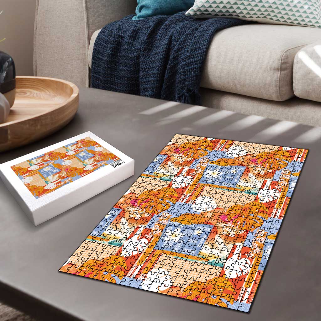 Hawaiian and Japanese Culture Together Puzzle Palaka Japanese Art and Tropical Motif Tribal Patchwork LT03 - Polynesian Pride