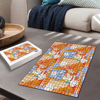 Hawaiian and Japanese Culture Together Puzzle Palaka Japanese Art and Tropical Motif Tribal Patchwork LT03 - Polynesian Pride
