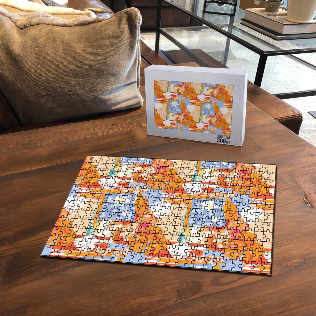 Hawaiian and Japanese Culture Together Puzzle Palaka Japanese Art and Tropical Motif Tribal Patchwork LT03 - Polynesian Pride