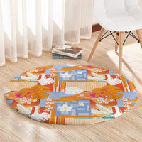 Hawaiian and Japanese Culture Together Round Carpet Palaka Japanese Art and Tropical Motif Tribal Patchwork LT03 - Polynesian Pride