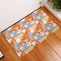 Hawaiian and Japanese Culture Together Rubber Doormat Palaka Japanese Art and Tropical Motif Tribal Patchwork LT03 - Polynesian Pride