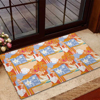 Hawaiian and Japanese Culture Together Rubber Doormat Palaka Japanese Art and Tropical Motif Tribal Patchwork LT03 - Polynesian Pride