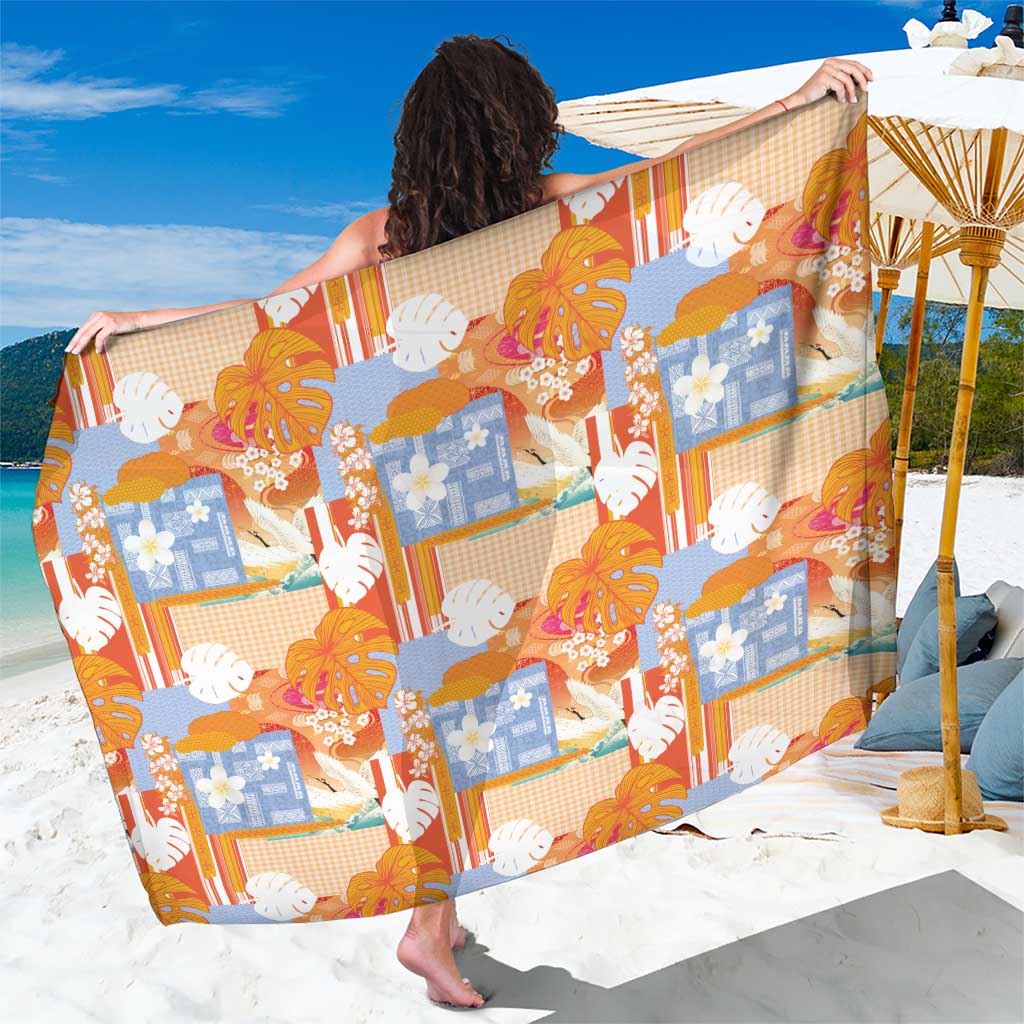 Hawaiian and Japanese Culture Together Sarong Palaka Japanese Art and Tropical Motif Tribal Patchwork LT03 One Size 44 x 66 inches Multicolor - Polynesian Pride