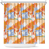 Hawaiian and Japanese Culture Together Shower Curtain Palaka Japanese Art and Tropical Motif Tribal Patchwork LT03 Multicolor - Polynesian Pride