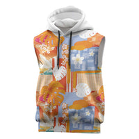 Hawaiian and Japanese Culture Together Sleeveless Hoodie Palaka Japanese Art and Tropical Motif Tribal Patchwork LT03 Multicolor - Polynesian Pride