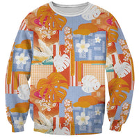 Hawaiian and Japanese Culture Together Sweatshirt Palaka Japanese Art and Tropical Motif Tribal Patchwork LT03 Unisex Multicolor - Polynesian Pride