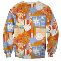 Hawaiian and Japanese Culture Together Sweatshirt Palaka Japanese Art and Tropical Motif Tribal Patchwork LT03 - Polynesian Pride
