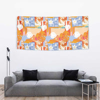 Hawaiian and Japanese Culture Together Tapestry Palaka Japanese Art and Tropical Motif Tribal Patchwork LT03 - Polynesian Pride