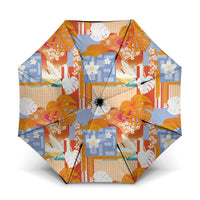 Hawaiian and Japanese Culture Together Umbrella Palaka Japanese Art and Tropical Motif Tribal Patchwork LT03 One Size Folded 11.42 inch Opened Diameter 37.4 inch Multicolor - Polynesian Pride