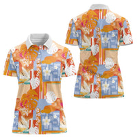 Hawaiian and Japanese Culture Together Women Polo Shirt Palaka Japanese Art and Tropical Motif Tribal Patchwork LT03 - Polynesian Pride