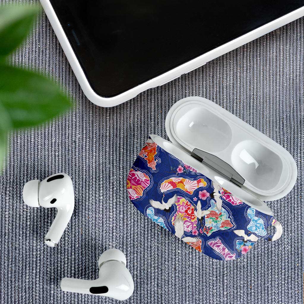 Hawaiian and Japanese Culture Together AirPods Case Hawaiian Archipelago Shape Sea Animals LT03 - Polynesian Pride