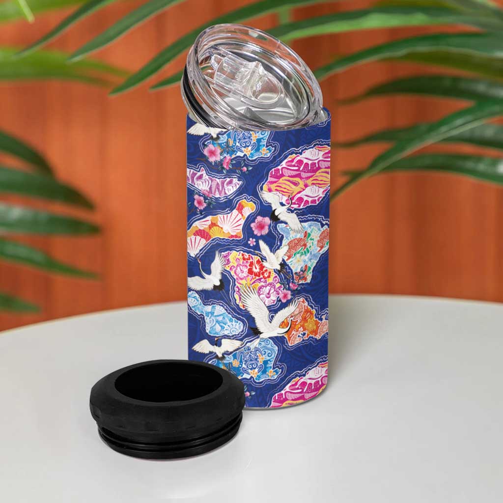 Hawaiian and Japanese Culture Together 4 in 1 Can Cooler Tumbler Hawaiian Archipelago Shape Sea Animals LT03 - Polynesian Pride