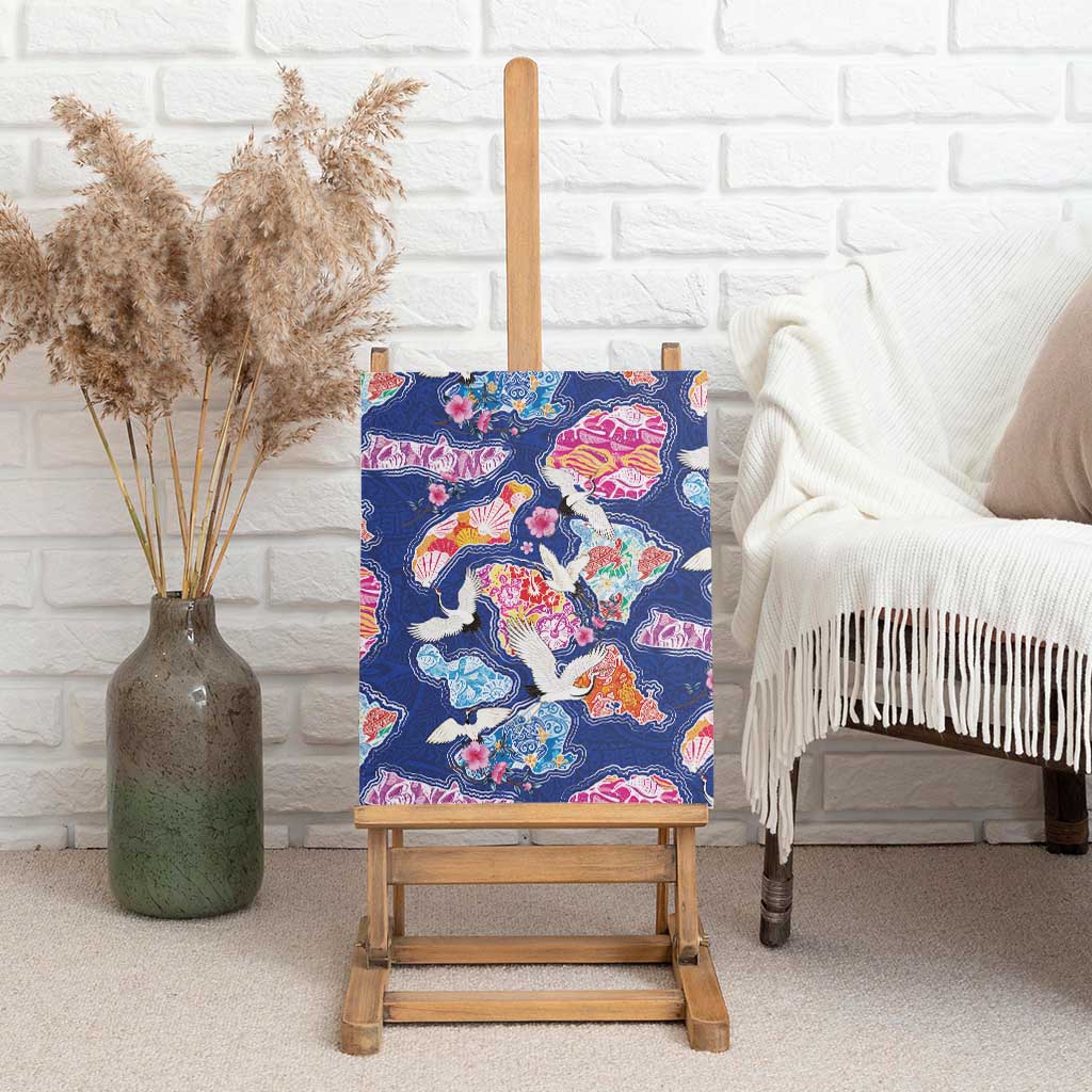 Hawaiian and Japanese Culture Together Canvas Wall Art Hawaiian Archipelago Shape Sea Animals LT03 - Polynesian Pride