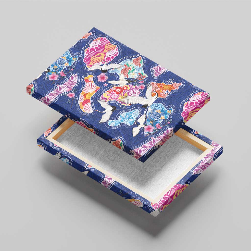 Hawaiian and Japanese Culture Together Canvas Wall Art Hawaiian Archipelago Shape Sea Animals LT03 - Polynesian Pride