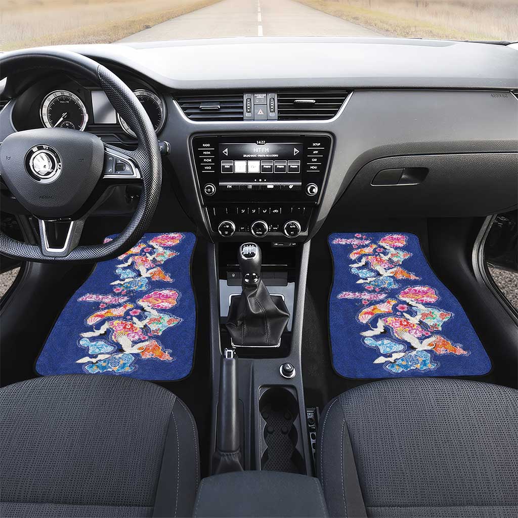 Hawaiian and Japanese Culture Together Car Mats Hawaiian Archipelago Shape Sea Animals LT03 Set 2pcs - Front Multicolor - Polynesian Pride