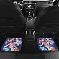 Hawaiian and Japanese Culture Together Car Mats Hawaiian Archipelago Shape Sea Animals LT03 Set 2pcs - Back Multicolor - Polynesian Pride