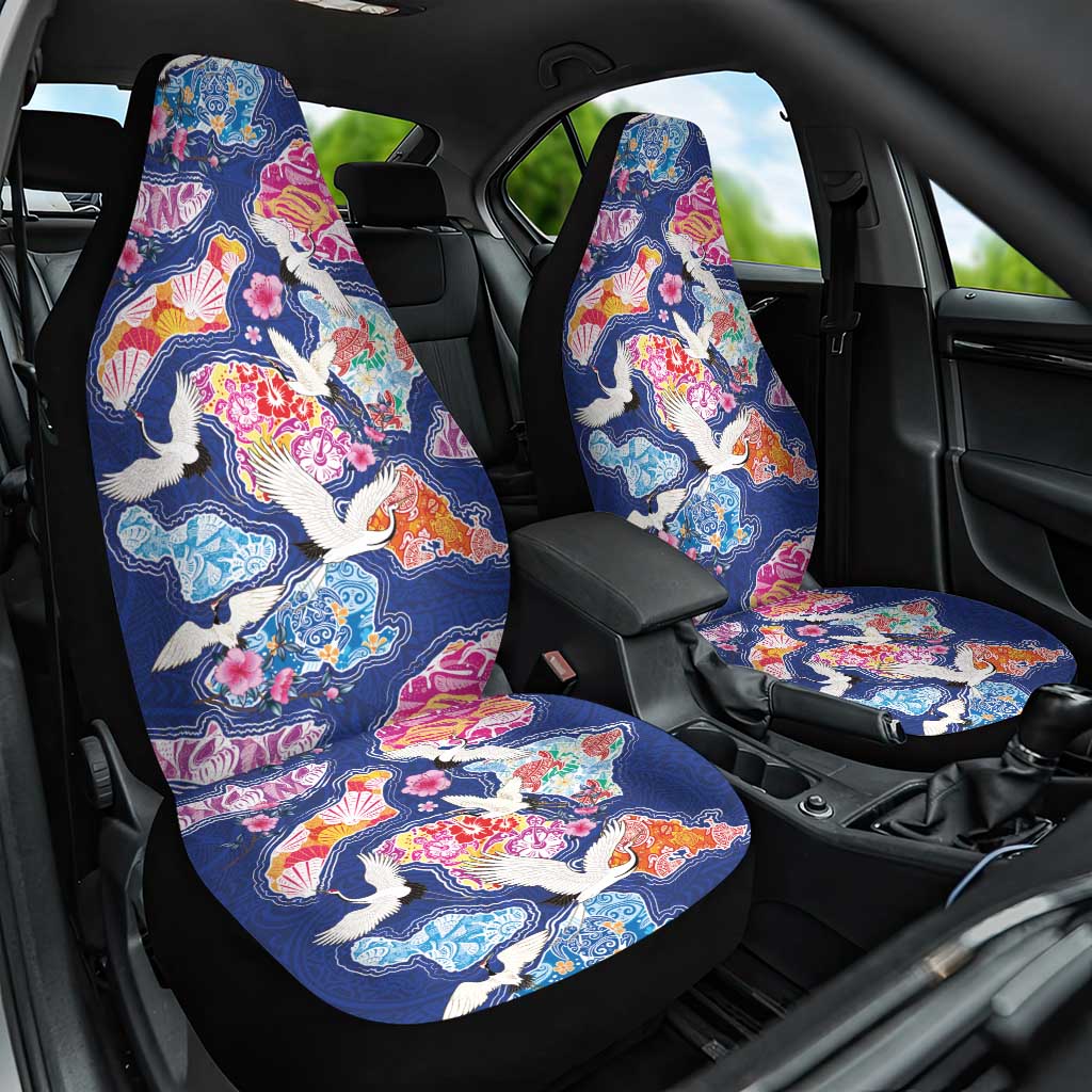 Hawaiian and Japanese Culture Together Car Seat Cover Hawaiian Archipelago Shape Sea Animals LT03 One Size Multicolor - Polynesian Pride