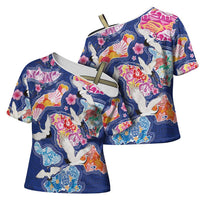 Hawaiian and Japanese Culture Together Cross Shoulder Shirt Hawaiian Archipelago Shape Sea Animals LT03 - Polynesian Pride