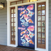 Hawaiian and Japanese Culture Together Door Cover Hawaiian Archipelago Shape Sea Animals LT03 - Polynesian Pride