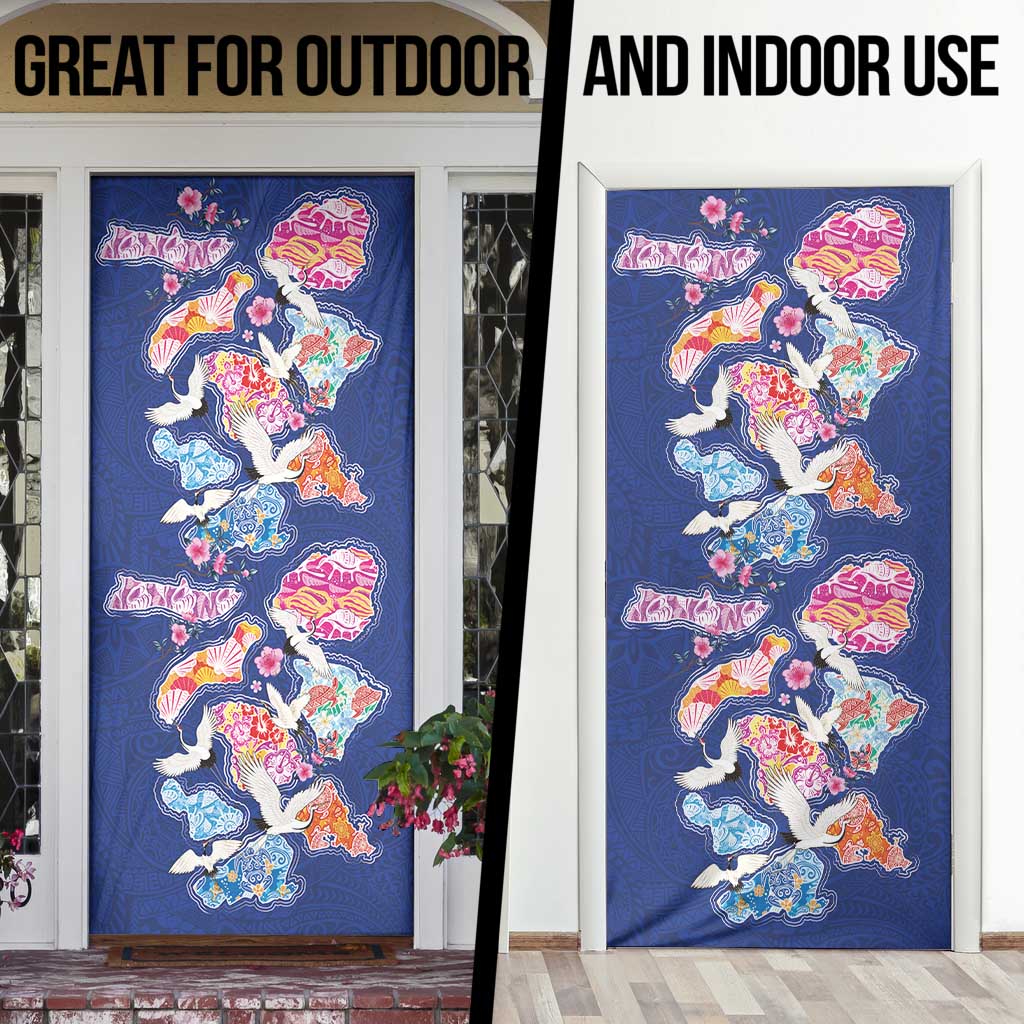 Hawaiian and Japanese Culture Together Door Cover Hawaiian Archipelago Shape Sea Animals LT03 - Polynesian Pride