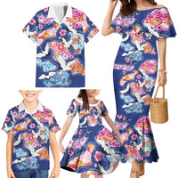 Hawaiian and Japanese Culture Together Family Matching Mermaid Dress and Hawaiian Shirt Hawaiian Archipelago Shape Sea Animals LT03 - Polynesian Pride
