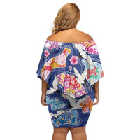 Hawaiian and Japanese Culture Together Family Matching Off Shoulder Short Dress and Hawaiian Shirt Hawaiian Archipelago Shape Sea Animals LT03 - Polynesian Pride