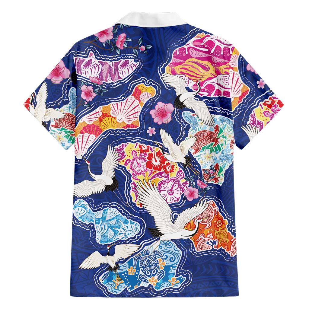 Hawaiian and Japanese Culture Together Family Matching Puletasi and Hawaiian Shirt Hawaiian Archipelago Shape Sea Animals LT03 - Polynesian Pride