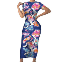 Hawaiian and Japanese Culture Together Family Matching Short Sleeve Bodycon Dress and Hawaiian Shirt Hawaiian Archipelago Shape Sea Animals LT03 Mom's Dress Multicolor - Polynesian Pride