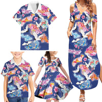 Hawaiian and Japanese Culture Together Family Matching Summer Maxi Dress and Hawaiian Shirt Hawaiian Archipelago Shape Sea Animals LT03 - Polynesian Pride