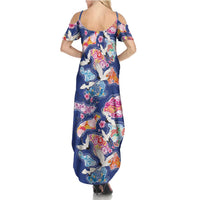 Hawaiian and Japanese Culture Together Family Matching Summer Maxi Dress and Hawaiian Shirt Hawaiian Archipelago Shape Sea Animals LT03 - Polynesian Pride