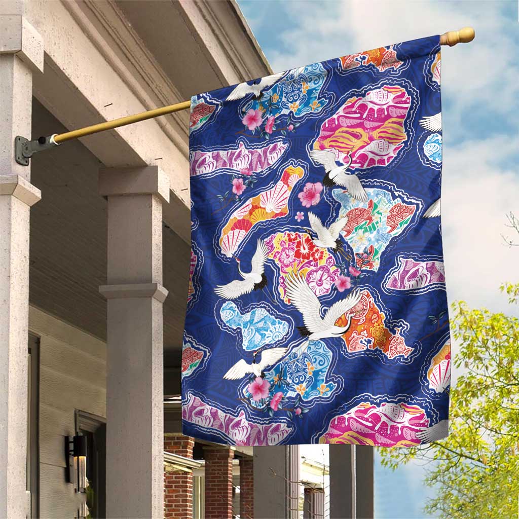 Hawaiian and Japanese Culture Together Garden Flag Hawaiian Archipelago Shape Sea Animals LT03 House Flag Multicolor - Polynesian Pride