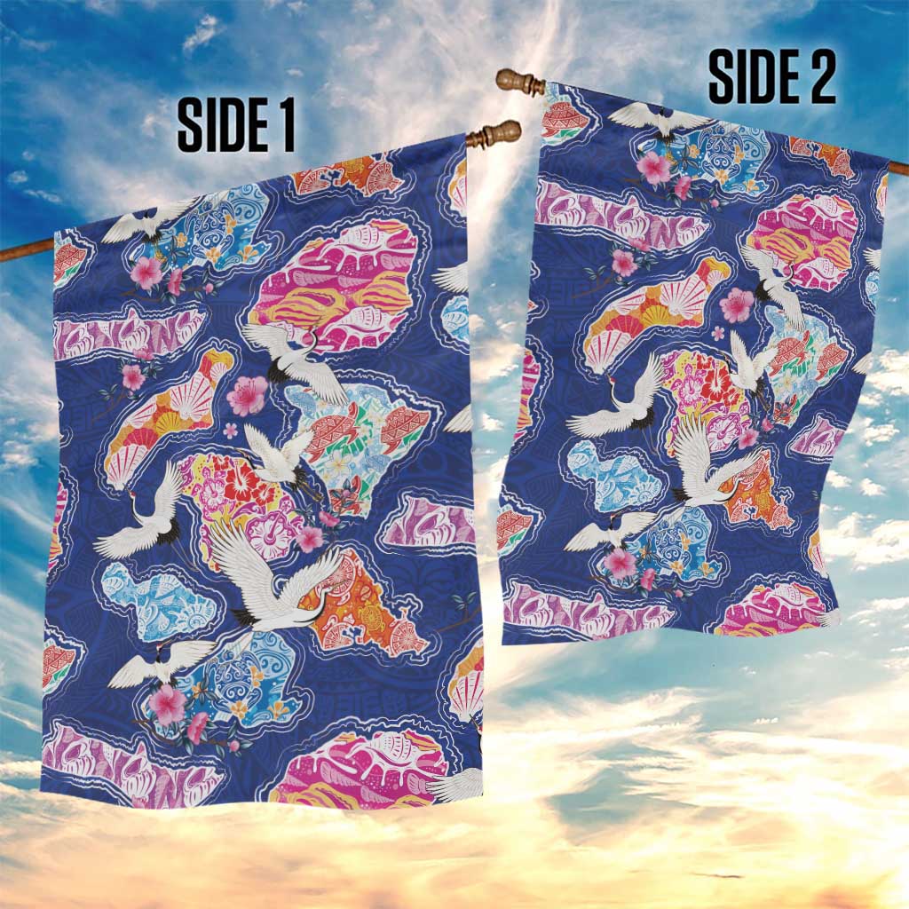 Hawaiian and Japanese Culture Together Garden Flag Hawaiian Archipelago Shape Sea Animals LT03 - Polynesian Pride